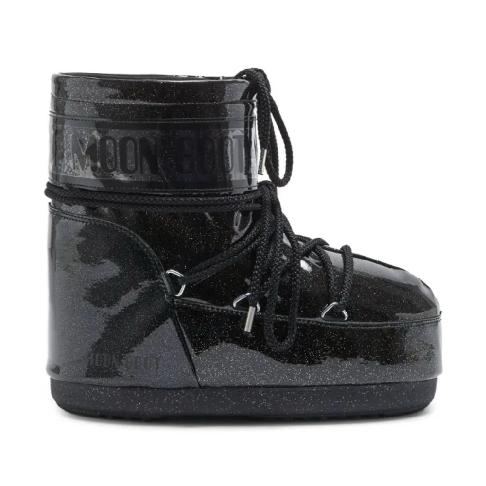 Moon Boot Black Glitter Snow Boots